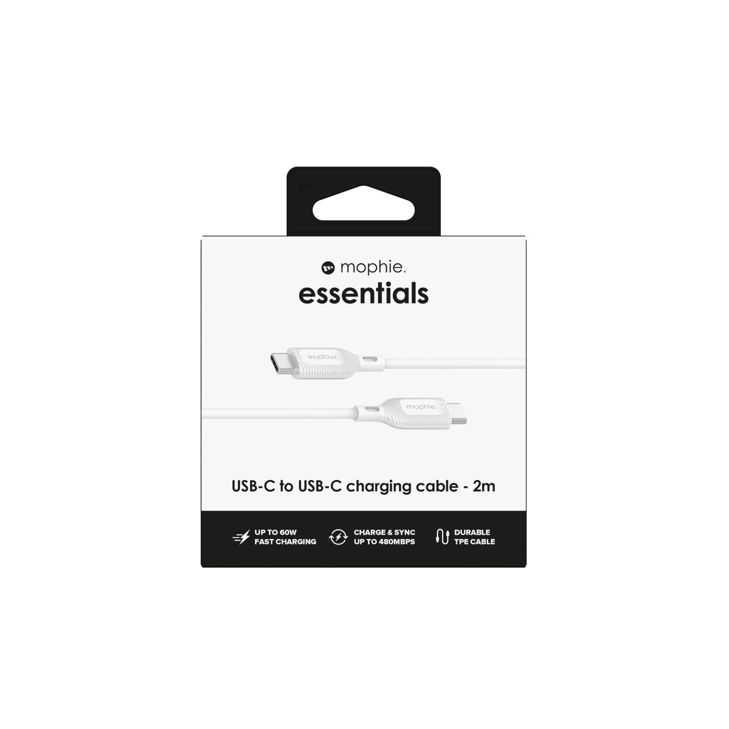 Cable mophie USB-C a USB-C Essential 2 mts - Blanco