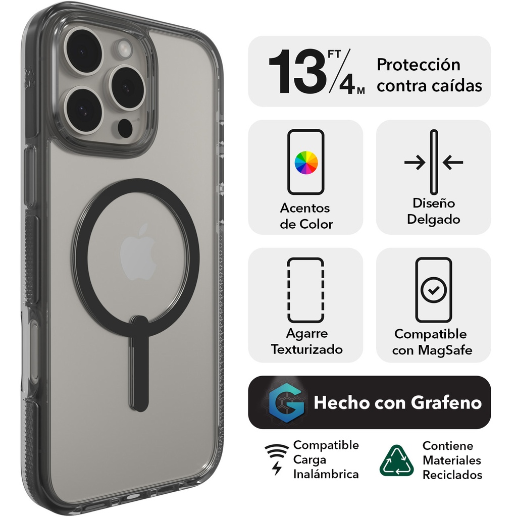 Funda ZAGG iPhone 16 Pro Max Santa Cruz Snap - Negro