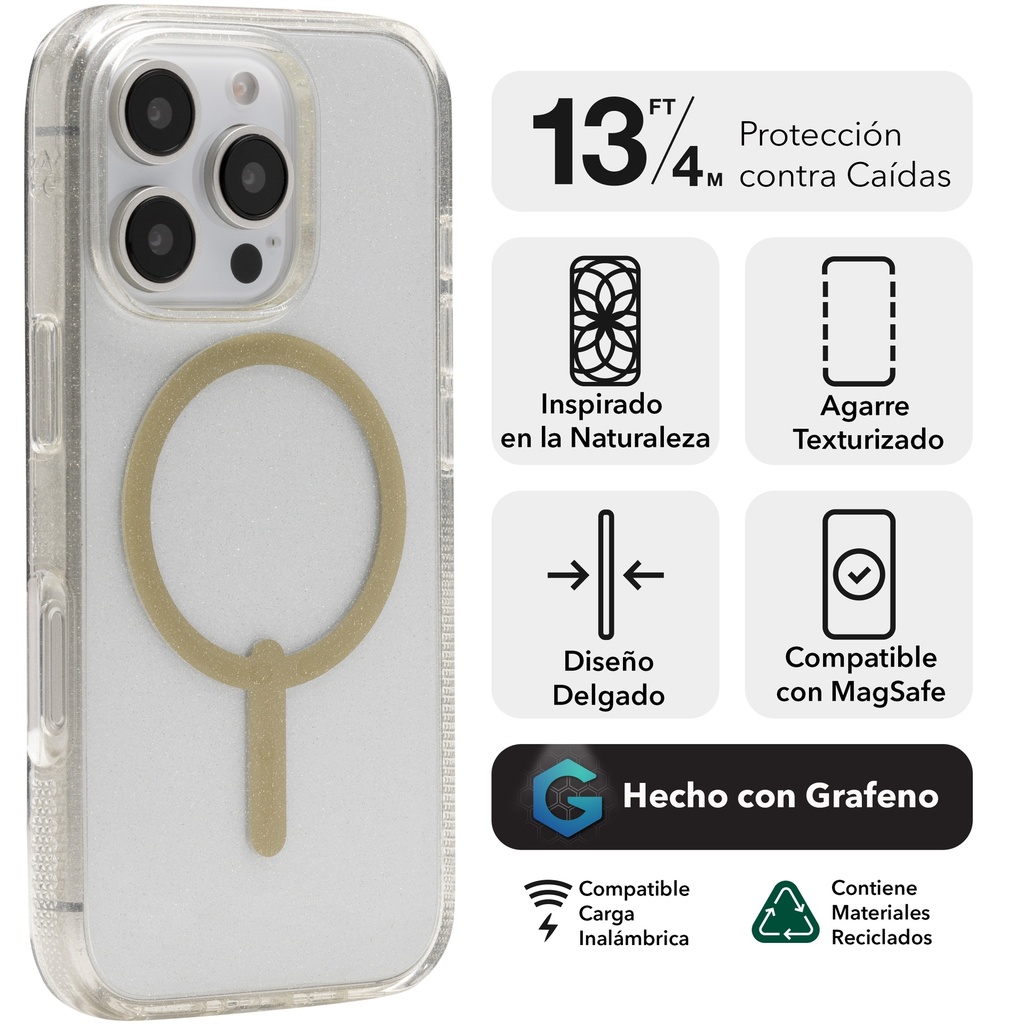 Funda Zagg iPhone 16 Pro Max Milan Snap - Oro Glitter