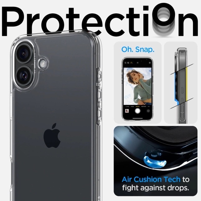 Funda Spigen Crystal Hybrid iPhone 16 - Transparente