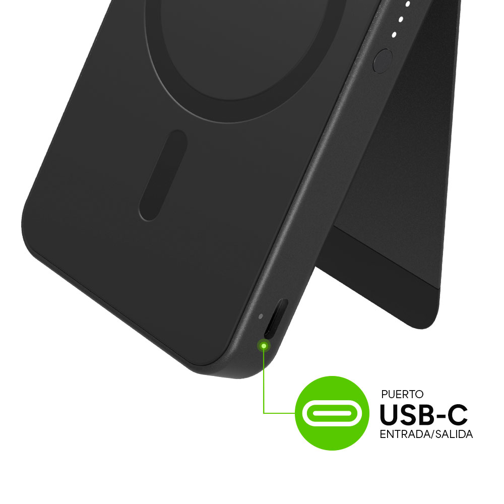 Bateria inalambrica mophie c/soporte carga rápida 5k - Negro