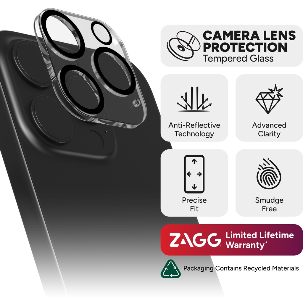 Vidrio Templado ZAGG Camara iPhone 16 Pro/16 Pro Max Elite