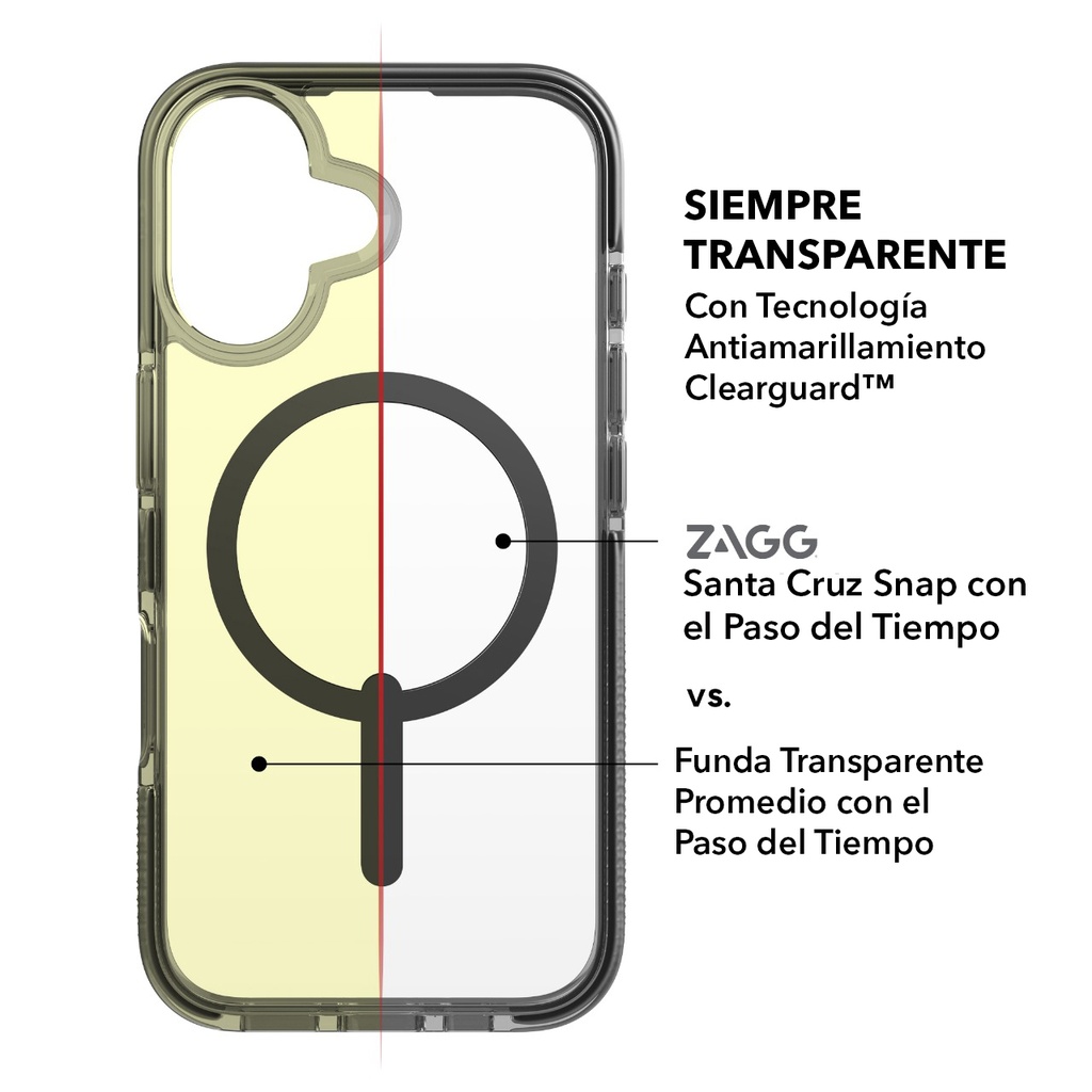 Funda ZAGG iPhone 16 Plus Santa Cruz Snap - Negro