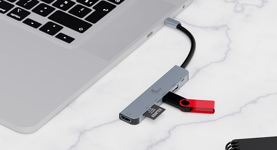 Hub Xteh USB-C 5 puertos XTC- 571-Plata